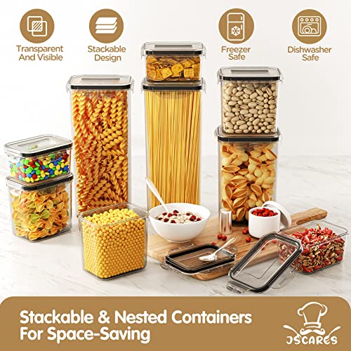 Airtight Food Storage Containers Set with Lids -12 PCS Kitchen Pantry Organization and Storage BPA-Free Plastic Food Containers for Cereal Flour Sugar and Snack, for Organizing with Labels & Marker (JSC-12)