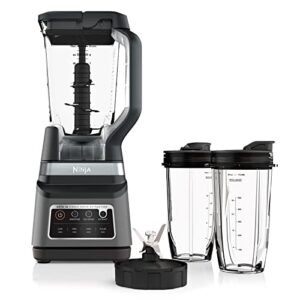 ninja bn751 professional plus duo bender, 1400 peak watts, 3 auto-iq programs for smoothies, frozen drinks & nutrient extractions, 72-oz. total crushing pitcher & (2) 24 oz. to-go cups, dark grey