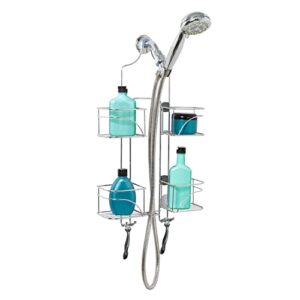zenna home, chrome expandable over-the-shower caddy
