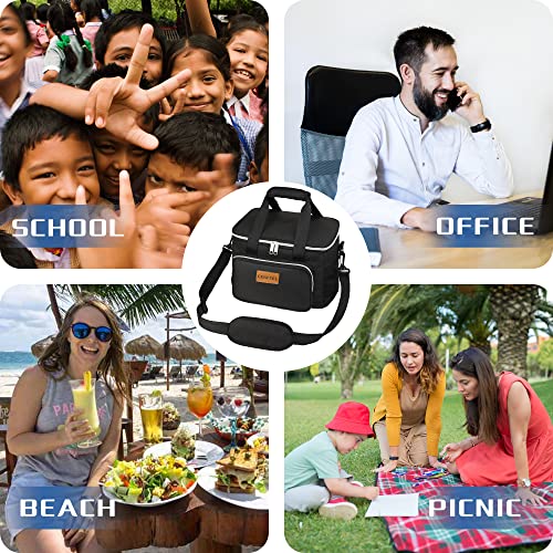 GENFEEL Insulated Lunch Bags Men/Women With 4 IcePacks,Men Lunch Bag With Ice Pack,Built In Ice Pack Men Lunch Bog With Adjustable Shoulder Strap, Men Lunch Bags for Office School Work Camping