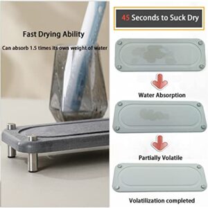 FLYWAKE Instant Dry Sink Organizer, Soap Tray for Bathroom and Kitchen Sink, Fast Drying Ttone Sink Tray Prevents Moisture Buildup(Rock ash)