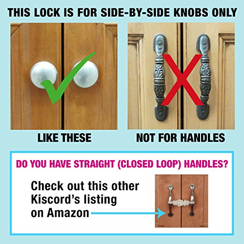 Kiscords Baby Safety Cabinet Locks for Knobs Child Safety Cabinet Latches for Home Safety Strap for Baby Proofing Cabinets Kitchen Door RV No Drill No Screw No Adhesive (White)