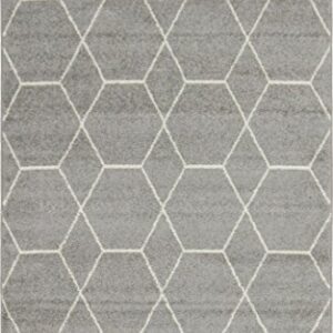 Unique Loom Trellis Frieze Collection Area Rug - Geometric (4' 1" x 6' 1", Light Gray/ Ivory)