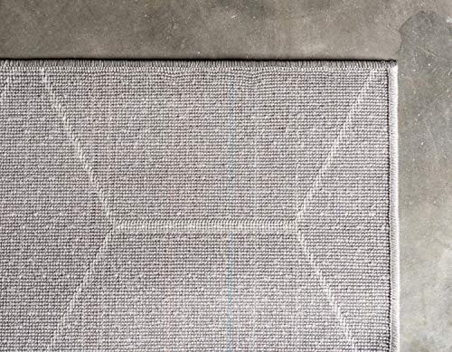 Unique Loom Trellis Frieze Collection Area Rug - Geometric (4' 1" x 6' 1", Light Gray/ Ivory)