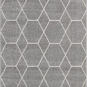 Unique Loom Trellis Frieze Collection Area Rug - Geometric (4' 1" x 6' 1", Light Gray/ Ivory)