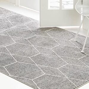 Unique Loom Trellis Frieze Collection Area Rug - Geometric (4' 1" x 6' 1", Light Gray/ Ivory)