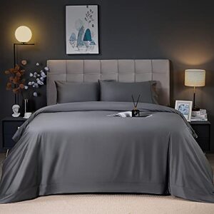 shilucheng cooling breathable bamboo bed sheets set – king size,1800 thread count super silky soft with 16 inch deep pocket, machine washable, 4 piece (king,dark grey)