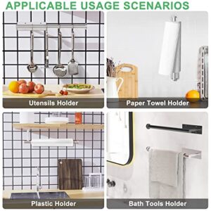 Paper Towel Holder Under Cabinet, Sliver Drilling or Self Adhesive Paper Towel Holder, Paper Towel Roll Rack, SUS304 Stainless Steel Under Counter Paper Towel Holder for Kitchen, Pantry, Bathroom