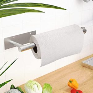 Paper Towel Holder Under Cabinet, Sliver Drilling or Self Adhesive Paper Towel Holder, Paper Towel Roll Rack, SUS304 Stainless Steel Under Counter Paper Towel Holder for Kitchen, Pantry, Bathroom