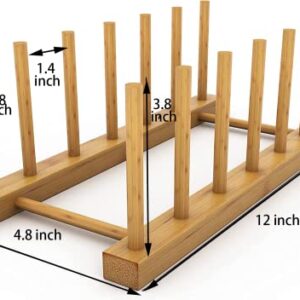 2-Piece Vertical Wooden Plate Rack, Dish Rack, Pot lid Rack, Kitchen Storage Rack Such as Cups, Books, Cutting Boards, Saucers, etc. 6-Slot Vertical Drying Rack