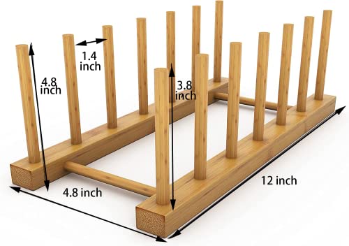 2-Piece Vertical Wooden Plate Rack, Dish Rack, Pot lid Rack, Kitchen Storage Rack Such as Cups, Books, Cutting Boards, Saucers, etc. 6-Slot Vertical Drying Rack