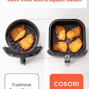 COSORI Pro Gen 2 Air Fryer 5.8QT, Upgraded Version with Stable Performance & Sleek New Look, 13 One Touch Functions, 100 Paper & 1100 Online Recipes, Dishwasher-Safe Detachable Square Basket, Black