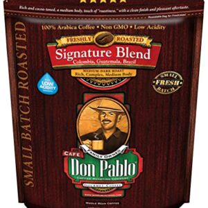 Don Pablo Gourmet Coffee - Signature Blend - Medium Dark Roast - Whole Bean Coffee - 100% Arabica Beans - Low Acidity and Non-GMO - 2lb bag