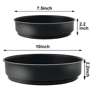 2 Pack Premium Lazy Susan Turntable, Durable and Easy to Access, 10 and 7.5 inch Round 360 Degree Rotating Cabinet Organizer for Kitchen Pantry Countertop Spice Rack, Stainless Steel, Black