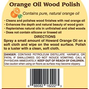 Howard Products ORS016 Orange Oil Wood Polish, 16 oz