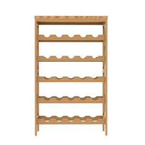 rustic wine rack-space saving free standing wine bottle holder for kitchen, bar, dining or living rooms- classic storage shelf by lavish home,brown 10 x 21.25 x 34 inches
