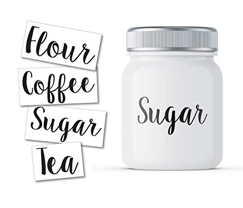 Flour, Coffee, Sugar, Tea Decal Stickers Labeling for Jars Kitchen Organization Four Pack