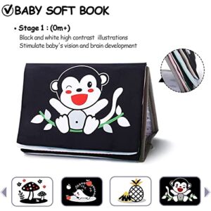 Baby Mirror Toys for Tummy Time,Newborn,Infant 0-3-4-6-12 Months Old Gift,Boy/Girl Brain Developmental Montessori Sensory Crinkle Black and White Book.Essential Activity Safe Mirror for Floor,Crib,Car