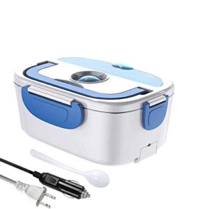 electric lunch box-3 in 1 for car/truck, portable food heater for car/office/picnic, 24v and 12v&110v 40w, 304 stainless steel portable container, removable food heater heater spoon and 2 compartments