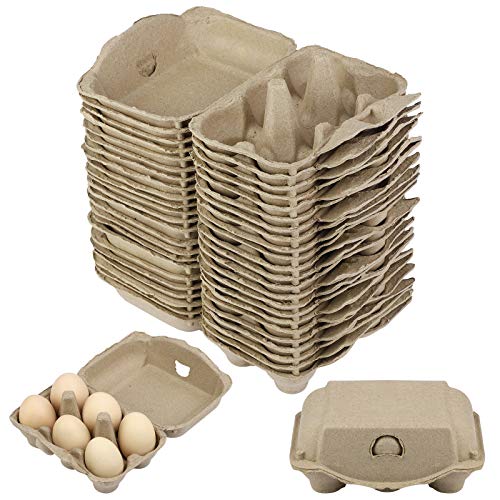 ADXCO 24 Pack Paper Egg Cartons Easter Reusable Egg Storage Natural Pulp Egg Cartons for Chicken Eggs Bulk Blank Egg Container Holds 6 Eggs For Storing Fresh Pasture Raised Eggs