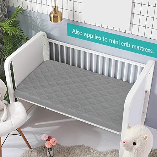 Pack n Play Sheets Quilted, Waterproof Pack and Play Mattress Pad/ Protector Fits for Graco & Baby Trend & Dream On Me & Pamo Babe, Playard Sheets 39" X 27" for Baby Mini Crib/ Pack n Play Mattress