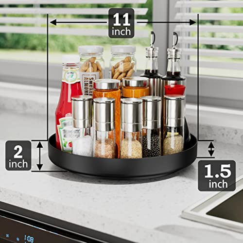 Ovicar Lazy Susan Turntable Organizer - 11 inch Rotating Spice Rack Metal Lazy Susan for Cabinet Pantry Kitchen Countertop Bathroom Refrigerator Table Storage, Black