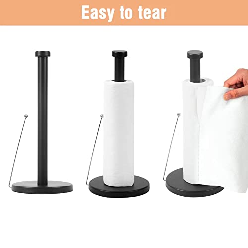 Paper Towel Holder, Countertop Stainless Steel Paper Towels Tabletop Standing with Steel Arm for Kitchen Dinning Room - Black