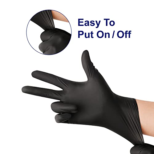 KKD Disposable Nitrile Gloves Black, Latex Free & Powder Free For Cooking , Cleaning ,Work (Large, Black)