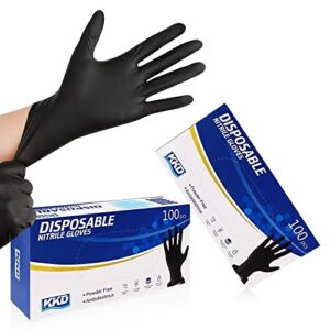 KKD Disposable Nitrile Gloves Black, Latex Free & Powder Free For Cooking , Cleaning ,Work (Large, Black)