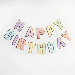 ebabyland happy birthday banner pastel – macaron colorful letters banner for kids baby adults boys girls birthday decorations party supplies.