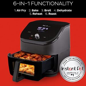 Instant Vortex Plus 6-Quart Air Fryer Oven, From the Makers of Instant Pot with ClearCook Cooking Window, Digital Touchscreen, App with over 100 Recipes, Single Basket, Black