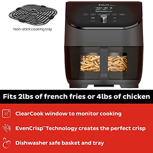 Instant Vortex Plus 6-Quart Air Fryer Oven, From the Makers of Instant Pot with ClearCook Cooking Window, Digital Touchscreen, App with over 100 Recipes, Single Basket, Black