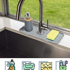 Kitchen Sink Splash Guard - Silicone Faucet Handle Drip Catcher Tray, Dish Soap Dispenser and Sponge Holder Mat Behind Faucet, Kitchen Guard Gadgets Sink Accessories for Kitchen Counter and Bathroom