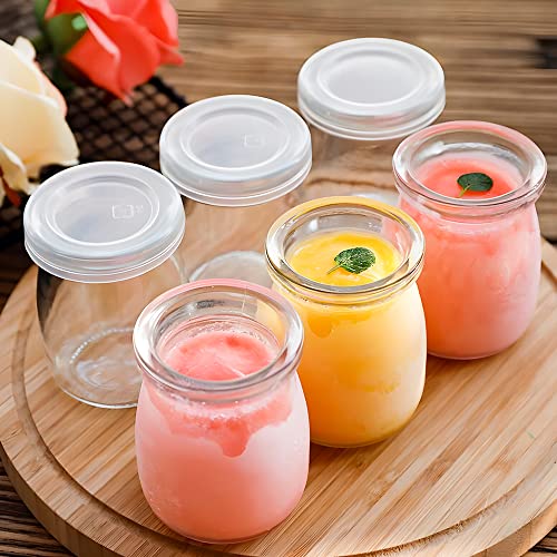 20 Pcs Yogurt Jar Lids Set 2.68Inch Clear Plastic Lids Yogurt Jars Food Storage Replacement Lids Covers for Milk Coffee Cookie Supplies