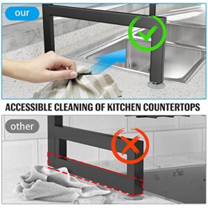 SNSLXH Four Baskets (one More Than Others) Large Sink Rack, 24.8"-35.4",Over The Sink Dish Drying Rack, Two-Tier Large Sink Rack for Kitchen, Retractable and Adjustable, Saving Kitchen Space