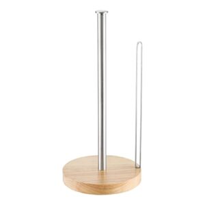 kes paper towel holder stand for kitchen towel holder countertop wooden base paper modern stainless steel brushed finish, kph206-2