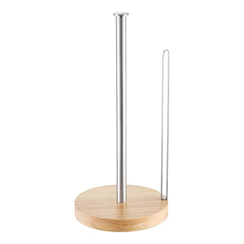 KES Paper Towel Holder Stand for Kitchen Towel Holder Countertop Wooden Base Paper Modern Stainless Steel Brushed Finish, KPH206-2