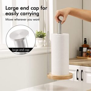 KES Paper Towel Holder Stand for Kitchen Towel Holder Countertop Wooden Base Paper Modern Stainless Steel Brushed Finish, KPH206-2