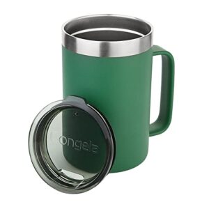 congela 18oz premium stainless steel insulated coffee mug with handle, double wall insulated coffee mug, travel camping cup with tritan lid, green color(forest, 18oz)