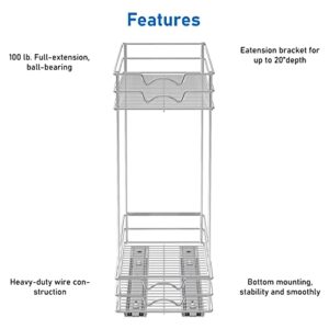 Lepatape Pull Out Cabinet Organizer Cabinet 2-Tier Pull Out Shelves Kitchen Cabinet Organizer (7" W x 21" D x 17" H) Kitchen Organization Slide Out Kitchen Cabinet Storage Shelves Chrome Finish