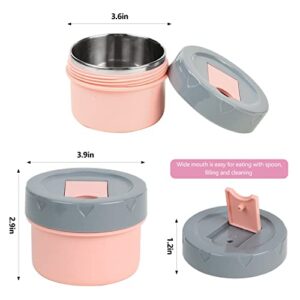 10oz Soup Thermos Wide Mouth Vacuum Insulated Food Jar Stainless Fruit Snack Container Jar Thermos for Hot Food Rounds Leak Proof for School, Office （Pink）