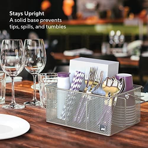 Mindspace Utensil Holder, Kitchen Condiment Organizer and Flatware Utensil Caddy | The Mesh Collection, Silver