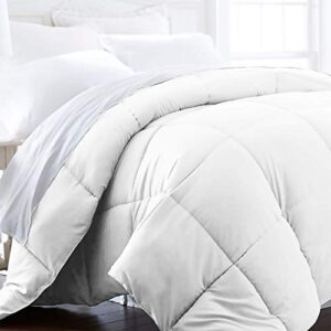 beckham hotel collection full/queen size comforter – 1600 series down alternative home bedding & duvet insert – pure white