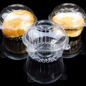 Leoyoubei 100 pieces BPA Free Clear Plastic Single Individual Cupcake Boxes,Muffin Dome Holders Cases Boxes Cups Pods,Clamshell Container Cupcake Holders,Great for Parties or Cake/Muffin Sales