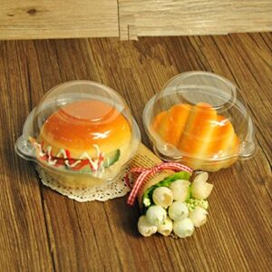 Leoyoubei 100 pieces BPA Free Clear Plastic Single Individual Cupcake Boxes,Muffin Dome Holders Cases Boxes Cups Pods,Clamshell Container Cupcake Holders,Great for Parties or Cake/Muffin Sales