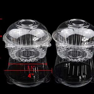 Leoyoubei 100 pieces BPA Free Clear Plastic Single Individual Cupcake Boxes,Muffin Dome Holders Cases Boxes Cups Pods,Clamshell Container Cupcake Holders,Great for Parties or Cake/Muffin Sales