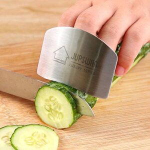 Jupswan Finger Guards for Cutting Kitchen Tool Stainless Steel Finger Guard Finger Protector Avoid Hurting When Slicing and Dicing 2 Pack