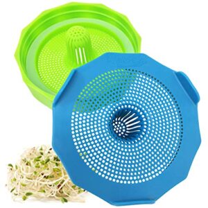 masontops bean screen microgreens growing kit plastic sprouting lids wide mouth mason jar sprout kit – for growing broccoli sprouts, alfalfa, seed & bean sprouts – 2 pack wide mouth sprouting jar lids