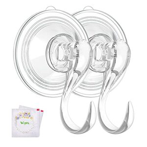 vis’v wreath hanger, large clear heavy duty suction cup wreath hooks with wipes 22 lb removable strong window glass door suction cup wreath holder for halloween christmas wreath decorations – 2 pcs