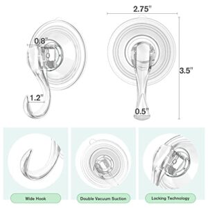 VIS'V Wreath Hanger, Large Clear Heavy Duty Suction Cup Wreath Hooks with Wipes 22 LB Removable Strong Window Glass Door Suction Cup Wreath Holder for Halloween Christmas Wreath Decorations - 2 Pcs